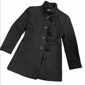 DKNY Ruffle Front Pea Coat